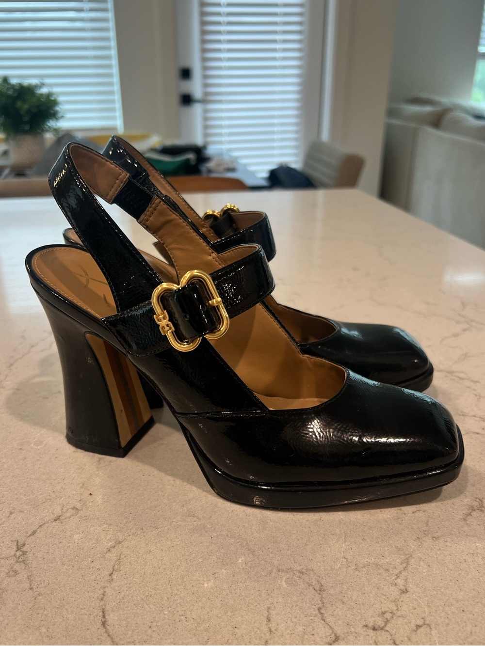Sam Edelman Jildie Patent Slingback Block Heel Pumps - Picture 3 of 9